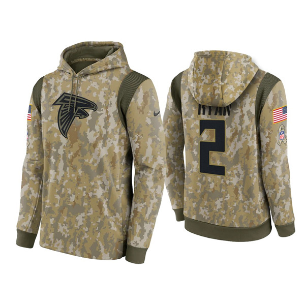 Men's Atlanta Falcons #2 Matt Ryan Camo 2021 Salute To Service Therma Performance Pullover Hoodie Men's Atlanta Falcons #2 Matt Ryan Camo 2021 Salute To Service Therma Performance Pullover Hoodie